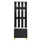 Arbre d'entrée moderne 4 en 1 de 61 cm de large, porte-manteau, armoire à chaussures multifonctionnelle avec banc de rangement rembourré, crochets et étagères réglables - ModernLuxe