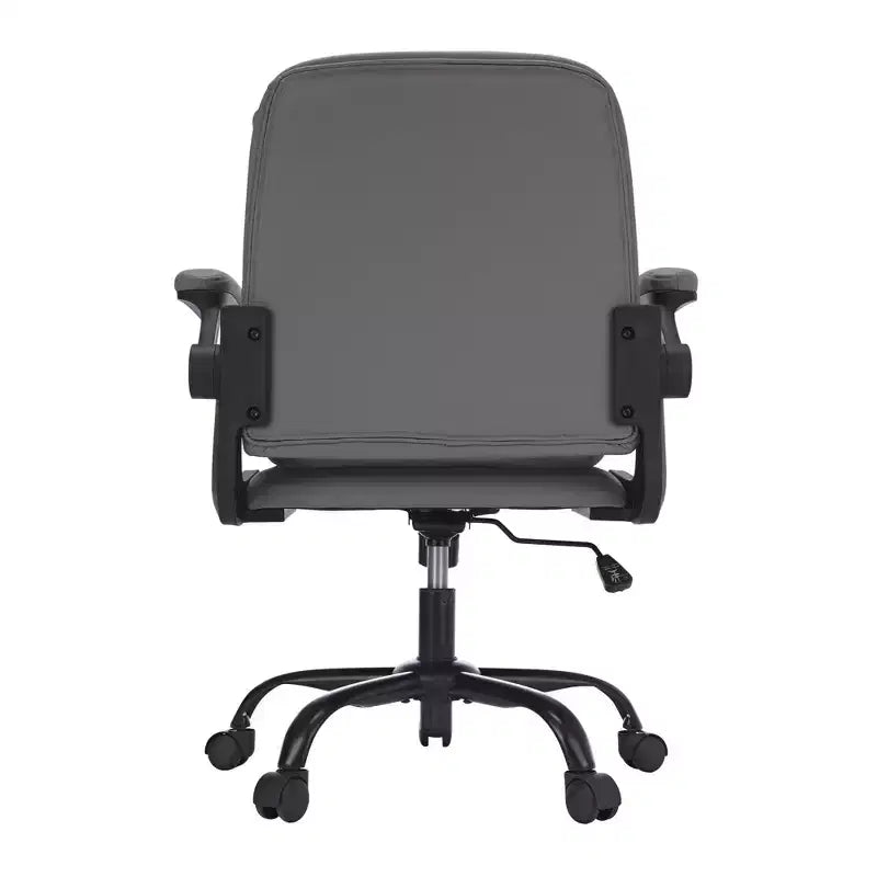 Chaise de bureau VECELO dossier haut en cuir PU, rembourrée, pivotante, avec accoudoirs relevables et hauteur réglable Blanc/Gris