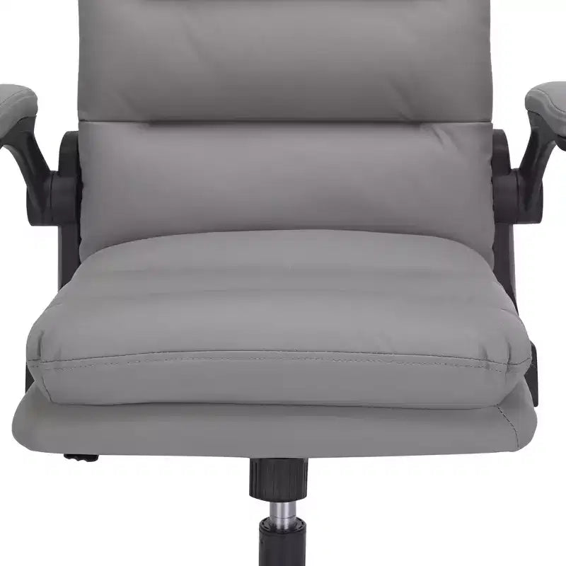 Chaise de bureau VECELO dossier haut en cuir PU, rembourrée, pivotante, avec accoudoirs relevables et hauteur réglable Blanc/Gris