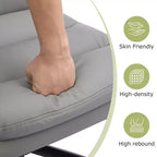 Chaise de bureau VECELO dossier haut en cuir PU, rembourrée, pivotante, avec accoudoirs relevables et hauteur réglable Blanc/Gris
