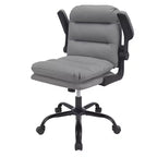 Chaise de bureau VECELO dossier haut en cuir PU, rembourrée, pivotante, avec accoudoirs relevables et hauteur réglable Blanc/Gris