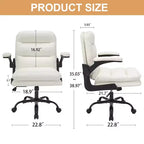 Chaise de bureau VECELO dossier haut en cuir PU, rembourrée, pivotante, avec accoudoirs relevables et hauteur réglable Blanc/Gris