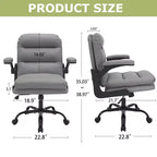 Chaise de bureau VECELO dossier haut en cuir PU, rembourrée, pivotante, avec accoudoirs relevables et hauteur réglable Blanc/Gris