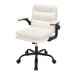Chaise de bureau VECELO dossier haut en cuir PU, rembourrée, pivotante, avec accoudoirs relevables et hauteur réglable Blanc/Gris