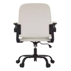 Chaise de bureau VECELO dossier haut en cuir PU, rembourrée, pivotante, avec accoudoirs relevables et hauteur réglable Blanc/Gris