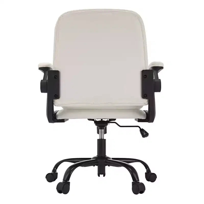 Chaise de bureau VECELO dossier haut en cuir PU, rembourrée, pivotante, avec accoudoirs relevables et hauteur réglable Blanc/Gris