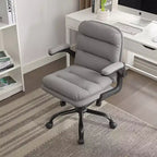 Chaise de bureau VECELO dossier haut en cuir PU, rembourrée, pivotante, avec accoudoirs relevables et hauteur réglable Blanc/Gris