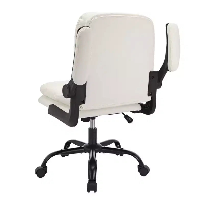 Chaise de bureau VECELO dossier haut en cuir PU, rembourrée, pivotante, avec accoudoirs relevables et hauteur réglable Blanc/Gris