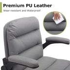 Chaise de bureau VECELO dossier haut en cuir PU, rembourrée, pivotante, avec accoudoirs relevables et hauteur réglable Blanc/Gris