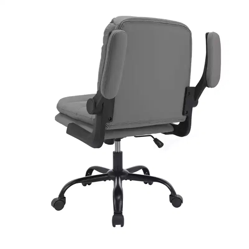 Chaise de bureau VECELO dossier haut en cuir PU, rembourrée, pivotante, avec accoudoirs relevables et hauteur réglable Blanc/Gris