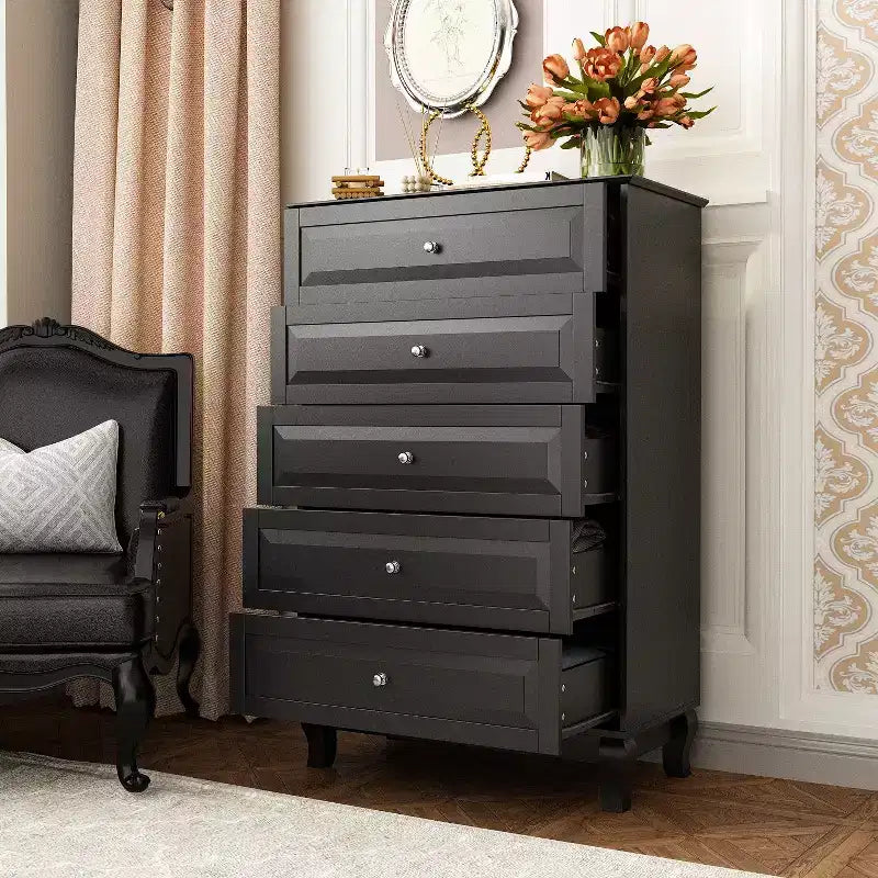 Commode verticale à 5 tiroirs Hitow, Meuble de rangement haut