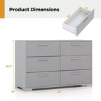Commode de rangement à 6 tiroirs Costway avec pieds et poignées en métal, dispositifs anti-basculement