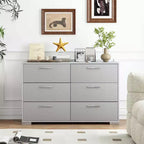 Commode de rangement à 6 tiroirs Costway avec pieds et poignées en métal, dispositifs anti-basculement
