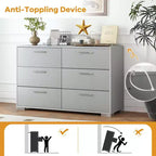 Commode de rangement à 6 tiroirs Costway avec pieds et poignées en métal, dispositifs anti-basculement