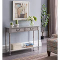 Kings Brand Furniture  2 Drawer Wooden Hall Console Sofa Table, Washed Oak Finish