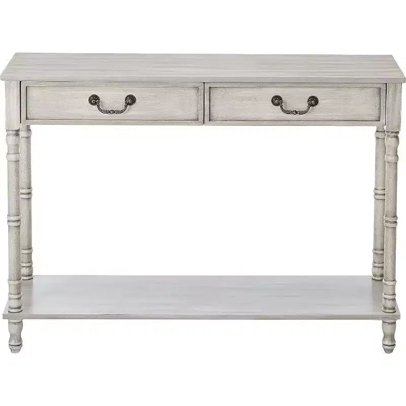 Kings Brand Furniture Console de salon en bois à 2 tiroirs, finition chêne délavé