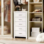 Commode verticale à 5 tiroirs Famapy, commode en bois texturé avec poignées décoratives en métal