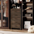 Commode verticale à 5 tiroirs Famapy, commode en bois texturé avec poignées décoratives en métal