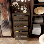 Commode verticale à 5 tiroirs Famapy, commode en bois texturé avec poignées décoratives en métal