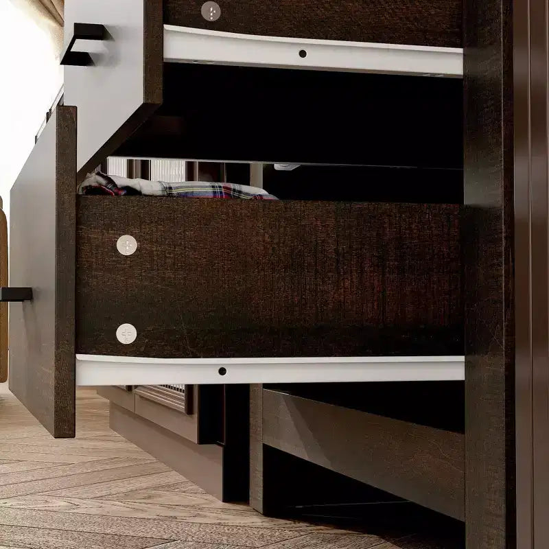 Commode verticale à 5 tiroirs Famapy, commode en bois texturé avec poignées décoratives en métal