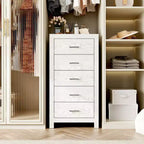 Commode verticale à 5 tiroirs Famapy, commode en bois texturé avec poignées décoratives en métal