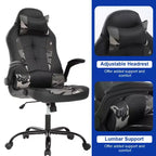 Chaise de bureau BestMassage Chaise de jeu Chaise de bureau d'ordinateur avec support lombaire et appui-tête réglable et chaise de joueur en cuir PU pour adultes