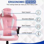 Chaise de bureau BestMassage Chaise de jeu Chaise de bureau d'ordinateur avec support lombaire et appui-tête réglable et chaise de joueur en cuir PU pour adultes