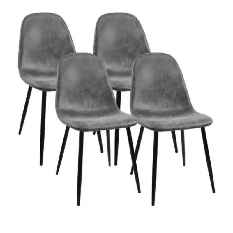 Lot de 4 chaises de salle à manger modernes en daim, forme cuillère, pour cuisine/salle à manger