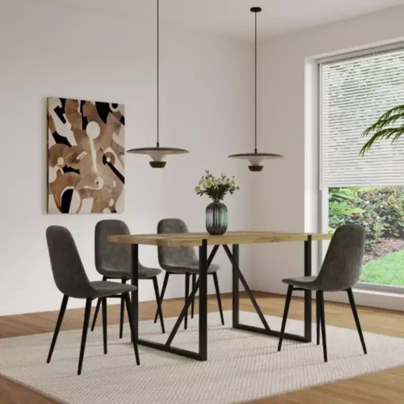 Lot de 4 chaises de salle à manger modernes en daim, forme cuillère, pour cuisine/salle à manger