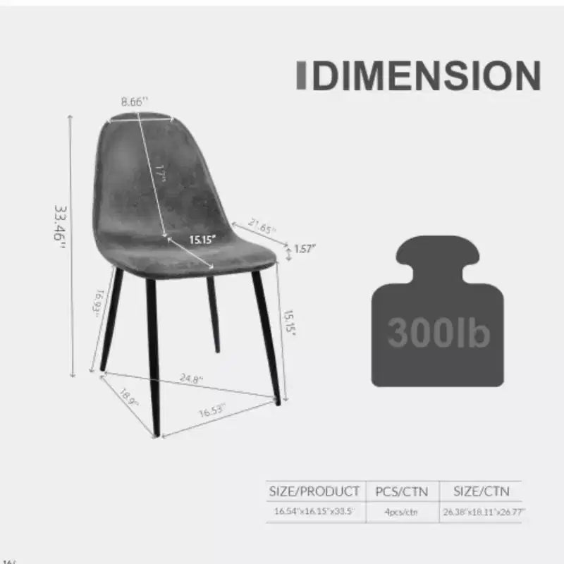 Lot de 4 chaises de salle à manger modernes en daim, forme cuillère, pour cuisine/salle à manger
