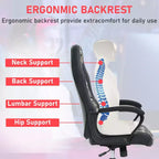 BestMassage Chaise de jeu Chaise de bureau avec soutien lombaire Hauteur réglable Cuir PU Chaise de direction pour femmes, hommes et adultes