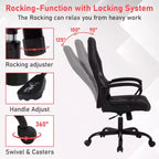 BestMassage Chaise de jeu Chaise de bureau avec soutien lombaire Hauteur réglable Cuir PU Chaise de direction pour femmes, hommes et adultes