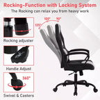 BestMassage Chaise de jeu Chaise de bureau avec soutien lombaire Hauteur réglable Cuir PU Chaise de direction pour femmes, hommes et adultes