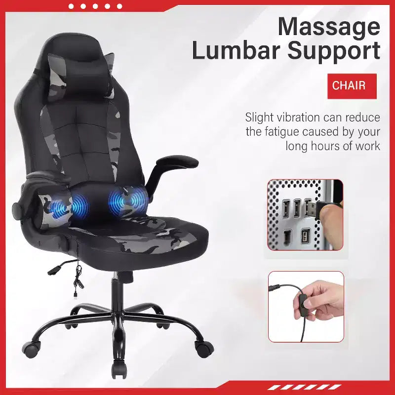 Chaise de jeu FDW Chaise de bureau avec support lombaire Chaises de jeu vidéo en cuir PU pour adultes