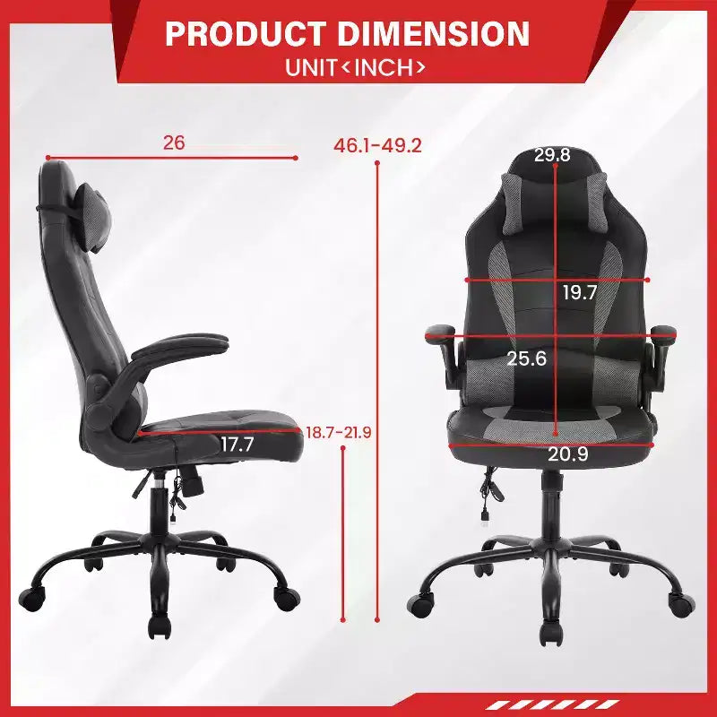 Chaise de jeu FDW Chaise de bureau avec support lombaire Chaises de jeu vidéo en cuir PU pour adultes