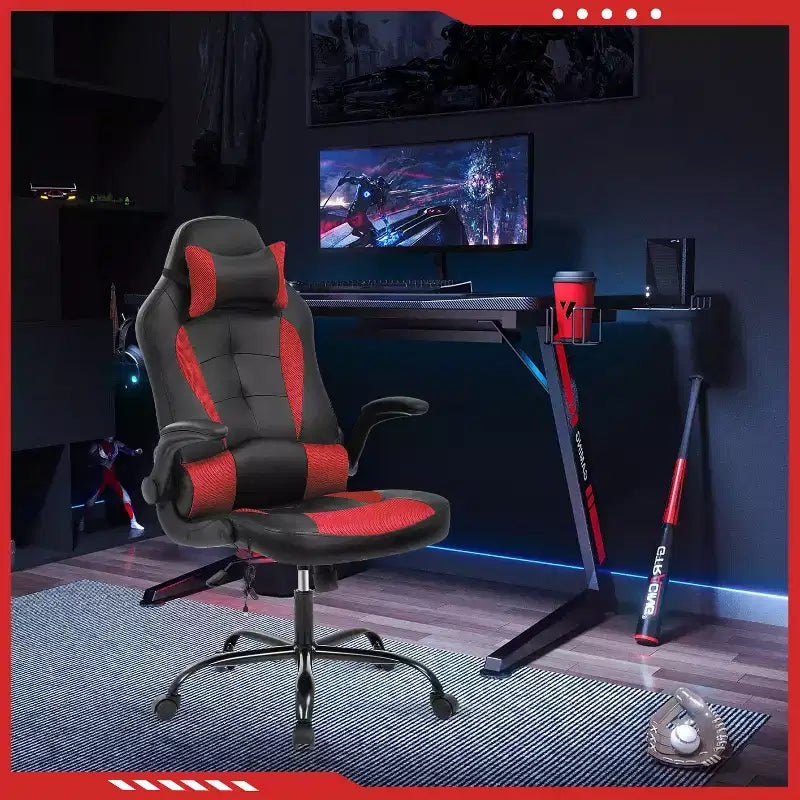 Chaise de jeu FDW Chaise de bureau avec support lombaire Chaises de jeu vidéo en cuir PU pour adultes
