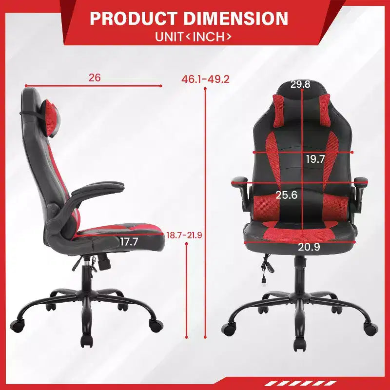 Chaise de jeu FDW Chaise de bureau avec support lombaire Chaises de jeu vidéo en cuir PU pour adultes
