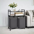 Laundry Sorter with 2 Pull-Out and Removable Bags, Laundry Basket, Laundry Hamper, 12.1 Gal Capacity per Bag