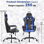 Chaise de bureau BestMassage Gaming Chair à dossier haut avec support lombaire, fonction massage et roulettes en cuir PU pour adultes et adolescents