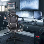 Chaise de bureau BestMassage Gaming Chair à dossier haut avec support lombaire, fonction massage et roulettes en cuir PU pour adultes et adolescents