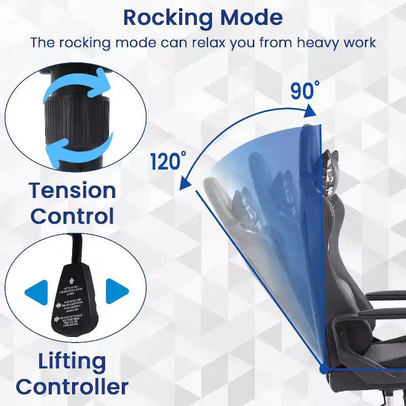 Chaise de bureau BestMassage Gaming Chair à dossier haut avec support lombaire, fonction massage et roulettes en cuir PU pour adultes et adolescents