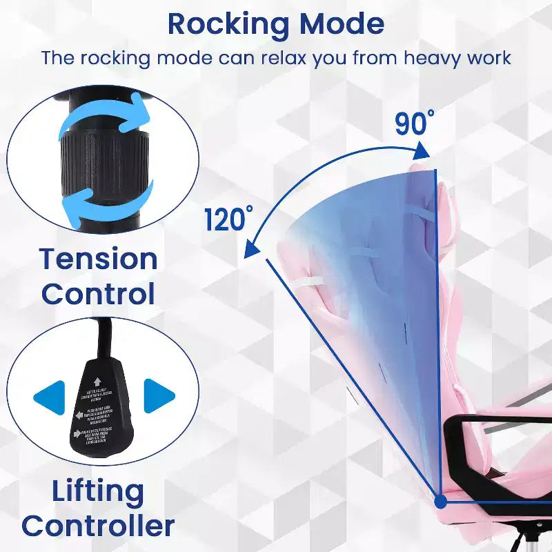 Chaise de bureau BestMassage Gaming Chair à dossier haut avec support lombaire, fonction massage et roulettes en cuir PU pour adultes et adolescents