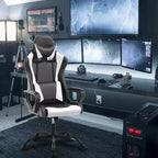 Chaise de bureau BestMassage Gaming Chair à dossier haut avec support lombaire, fonction massage et roulettes en cuir PU pour adultes et adolescents