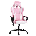 Chaise de bureau BestMassage Gaming Chair à dossier haut avec support lombaire, fonction massage et roulettes en cuir PU pour adultes et adolescents