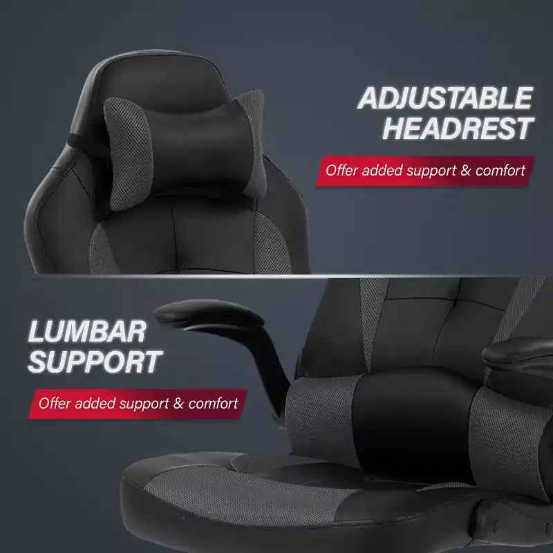 Chaise de jeu BestMassage, chaise de bureau avec support lombaire, revêtement en similicuir et base pivotante à roulettes pour le jeu sur PC et l'utilisation exécutive
