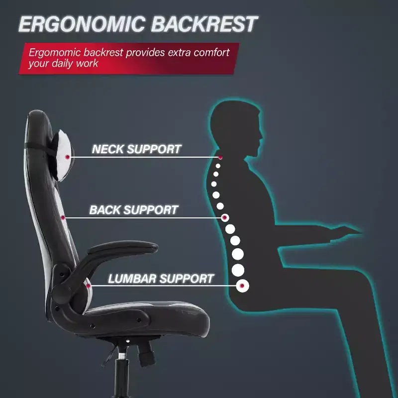Chaise de jeu BestMassage, chaise de bureau avec support lombaire, revêtement en similicuir et base pivotante à roulettes pour le jeu sur PC et l'utilisation exécutive