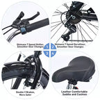 Vélo Cruiser 26 Pouces, 7 Vitesses Couleurs Multiples Vélo de Plage Homme Femme avec Freins V Avant et Arrière