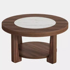 Lantine Coffee Table, 2-Tier Round Accent Center Table with Storage for Living Room