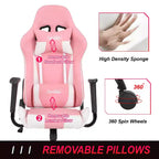 Chaise de jeu BestMassage, chaise de bureau avec support lombaire, appui-tête, accoudoirs et roulettes pivotantes pour joueurs de PC