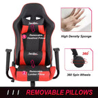 Chaise de jeu BestMassage, chaise de bureau avec support lombaire, appui-tête, accoudoirs et roulettes pivotantes pour joueurs de PC